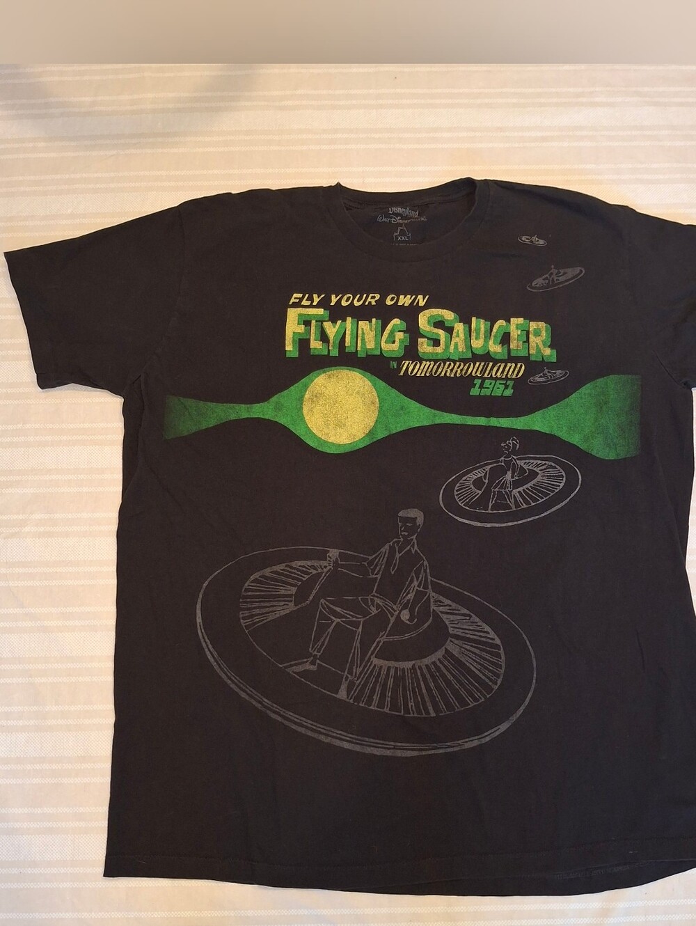Disneyland World Flying Saucer Tomorrowland Black Shirt Sz XXL  2XL Retro Unisex